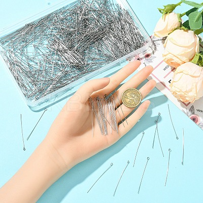 800Pcs 304 Stainless Steel Eye Pins STAS-YW0003-03-1