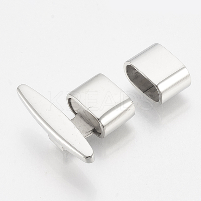 Tarnish Resistant Smooth 201 Stainless Steel T Bar Hook Clasps STAS-R065-70-1