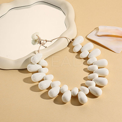 Resin Teardrop Beaded Necklaces for Women FS-WGB04AC-01-1