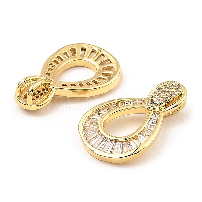 Rack Plating Brass Micro Pave Clear Cubic Zirconia Pendants KK-M253-07G-1