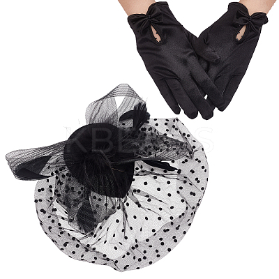1 Pair Bowknot Pattern Gloves AJEW-GA0006-47A-1