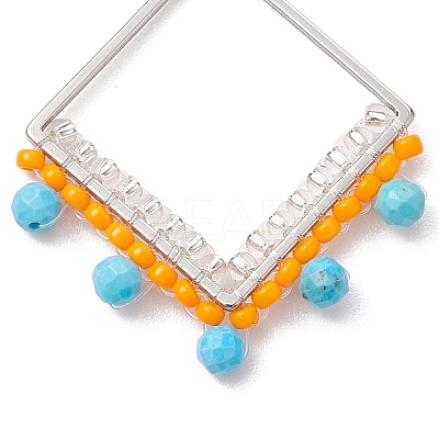 Wire Wrapped Natural Magnesite & Glass Bead Pendants PALLOY-MZ00199-1