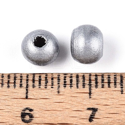 Spray Painted Round Natural Schima Wood Beads WOOD-A018-6mm-02-1