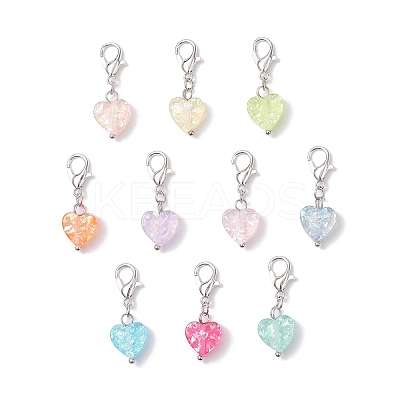 Transparent Resin Heart Pendants Decorations HJEW-JM04140-1
