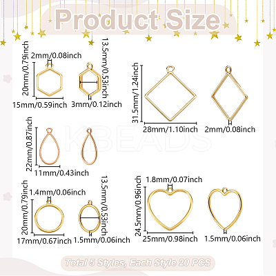 100Pcs 5 Styles Alloy Pendants FIND-GA0006-61-1