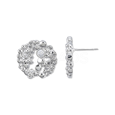 Clear Cubic Zirconia Flower Stud Earrings EJEW-N012-48P-1
