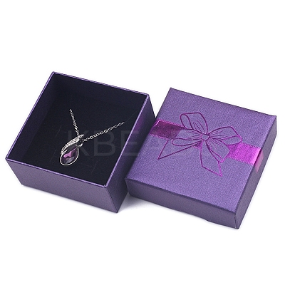 Bowknot Print Kraft Paper Cardboard Jewelry Necklace Gift Boxes LS-PW-WGA2DD4-07-1