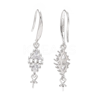 Rhodium Plated 925 Sterling Silver Earring Hooks STER-D035-36P-1