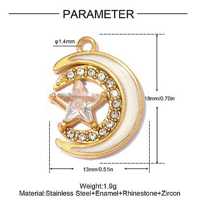 304 Stainless Steel Enamel Pendants STAS-OY014-56G-1