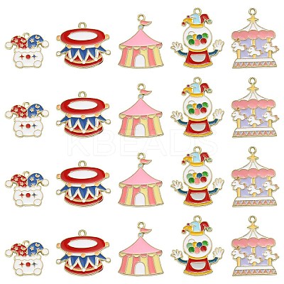 30Pcs 5 Styles Circus Theme Alloy Enamel Pendants ENAM-CJ0004-78-1