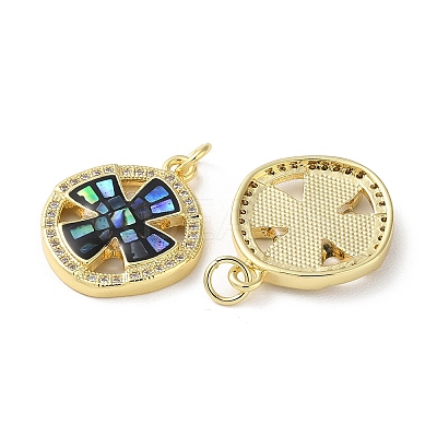 Brass Micro Pave Clear Cubic Zirconia Pendants KK-C045-20G-1