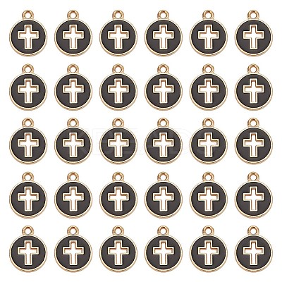 100Pcs Light Gold Plated Alloy Enamel Pendants ENAM-AR0001-75-1