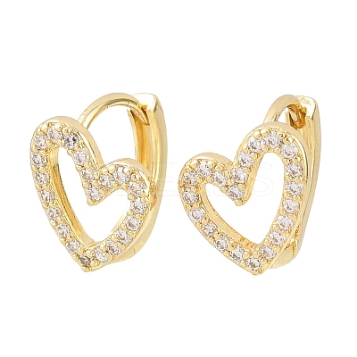 Hollow Heart Brass Micro Pave Clear Cubic Zirconia Hoop Earrings EJEW-D348-10G-1