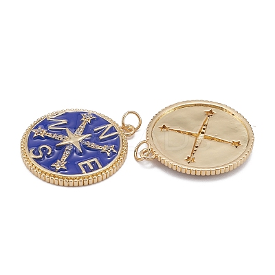 Eco-Friendly Brass Micro Pave Clear Cubic Zirconia Enamel Pendants ZIRC-C024-01G-03-1