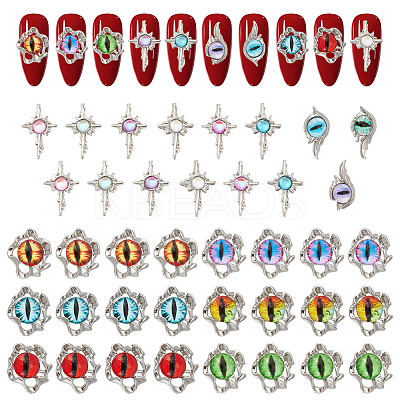 15 Styles Eye Alloy Glass Cabochons MRMJ-OC0004-07-1