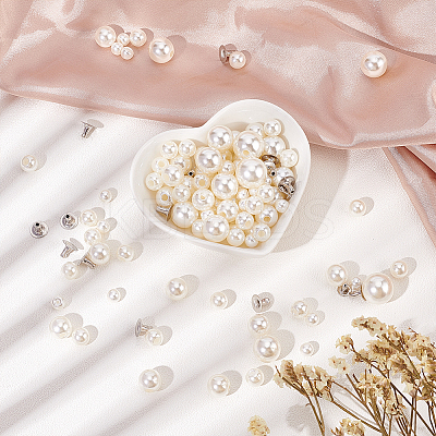 260 Sets 5 Style ABS Imitation Pearl Garment Rivets FIND-WR0007-53-1