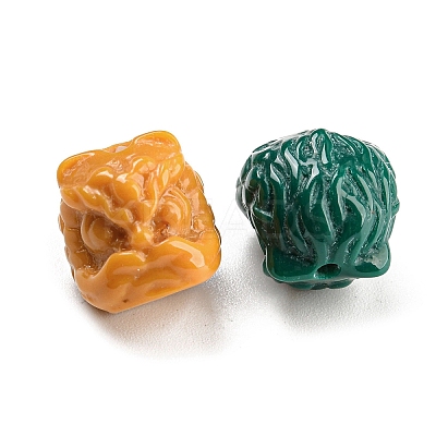 Resin Lion Head Beads RESI-H153-01A-1