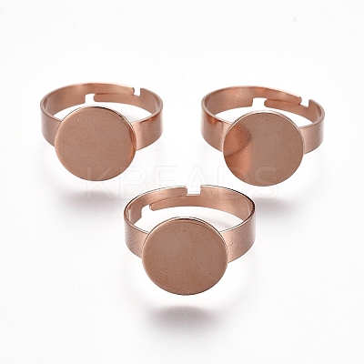 Adjustable 201 Stainless Steel Finger Rings Components STAS-E484-43RG-1