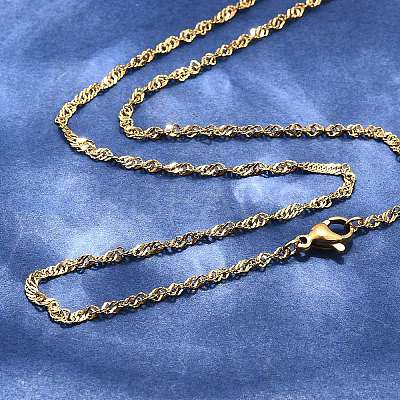304 Stainless Steel Chain Necklaces MAK-N016-15G-1