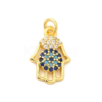 Real 18K Gold Plated Rack Plating Brass Micro Pave Cubic Zirconia Pendants Charms KK-S396-01J-1