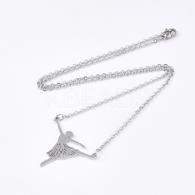 Non-Tarnish 201 Stainless Steel Pendant Necklaces NJEW-T009-JN110-1-40-1