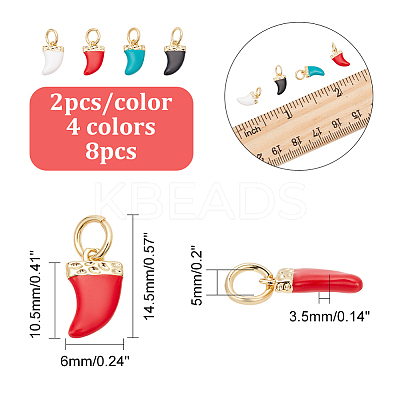 8Pcs 4 Colors Brass Enamel Charms KK-CA0003-64-1