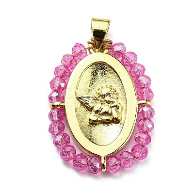 Brass with Glass Pendants KK-G472-02G-01-1