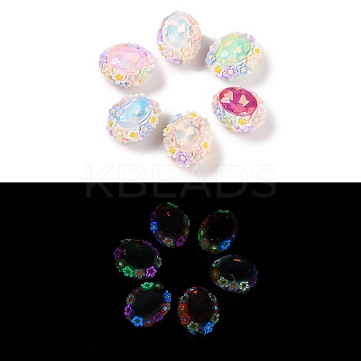 Handmade Luminous Polymer Clay Rhinestone Beads CLAY-H003-05-1