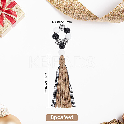 Christmas Theme Wood Beaded Napkin Ring AJEW-AB00032-1