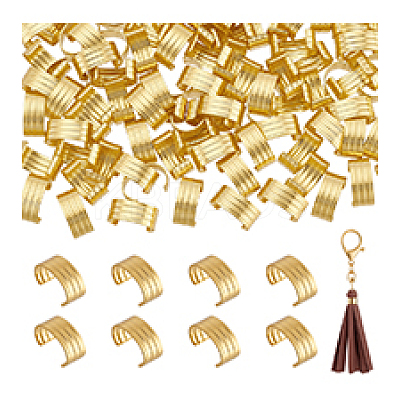 120Pcs Brass Folding Crimp Ends KK-PH0014-10C-1