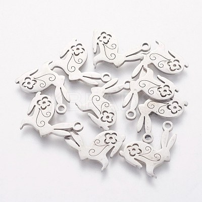 Non-Tarnish 201 Stainless Steel Bunny Pendants STAS-S105-T489-1