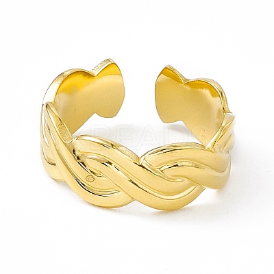 Ion Plating(IP) 304 Stainless Steel Cuff Ring for Women LS-RJEW-C060-32G-1