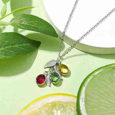 Stainless Steel and Glass Pendant Necklaces NJEW-JN04701-1