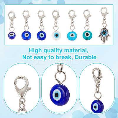 Handmade Evil Eye Lampwork & Tibetan Style Alloy Pendant Decorations for Pet Collar HJEW-AB00296-1