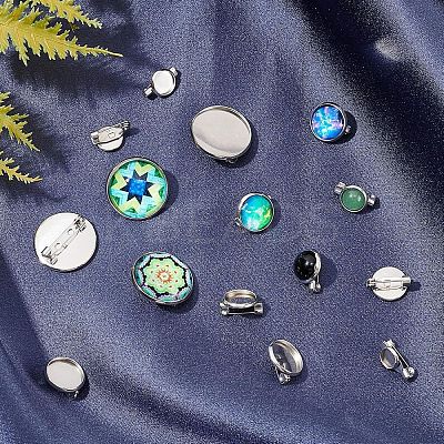 Tarnish Resistant 304 Stainless Steel Brooch Base Settings STAS-F191-04P-10mm-1
