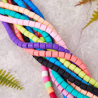 11 Strands 11 Colors Handmade Polymer Clay Bead Strands CLAY-SZ0001-40-1