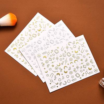 3D Metallic Star Moon Heart Nail Decals Stickers MRMJ-R088-28-M-1