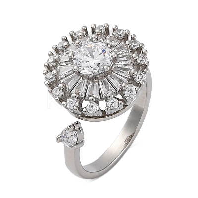 Sunflower Rotatable Open Cuff Rings for Women RJEW-C118-10P-1