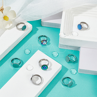 DIY Blank Dome Flat Round Finger Ring Making Kit DIY-UN0004-51-1