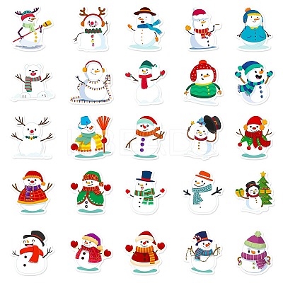 Christmas Theme 50Pcs Paper Self-Adhesive Picture Stickers AJEW-S036-15-1