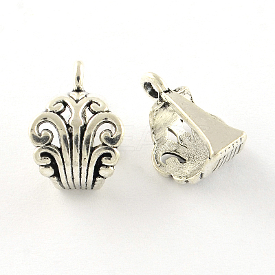 Flower Tibetan Style Alloy Tube Bails X-TIBE-Q046-04AS-LF-1