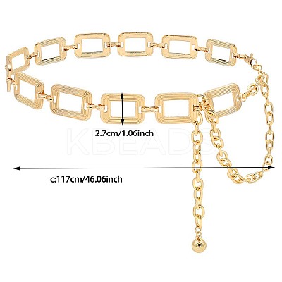 Zinc Alloy Textured Rectangle Link Chain Waist Chain Belts for Women FS-WG590D2-01-1
