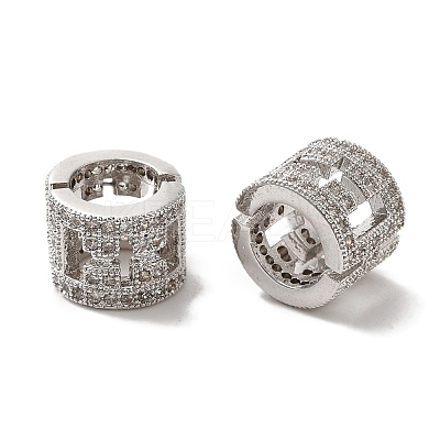 Hollow Column Brass Micro Pave Colorful Cubic Zirconia European Beads KK-C072-16P-1