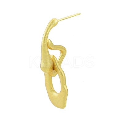 Rack Plating Brass Twist Oval Dangle Stud Earrings for Women EJEW-G322-24MG-1
