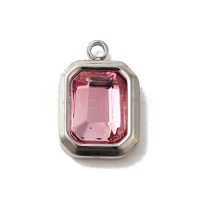 304 Stainless Steel Glass Pendants STAS-L022-062P-06-1