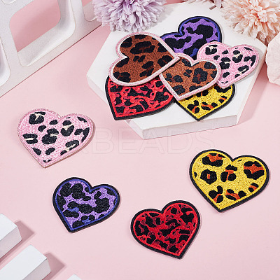 10Pcs 10 Styles Polyester Leopard Print Embroidery Cloth Iron on/Sew on Patches PATC-TA0001-59-1