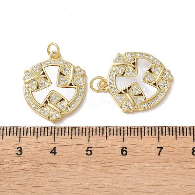 Brass Micro Pave Clear Cubic Zirconia Pendants KK-B083-17G-05-1