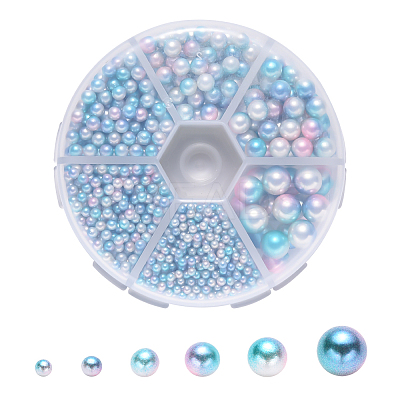 Rainbow Acrylic Imitation Pearl Beads OACR-YW0001-04-A05-1