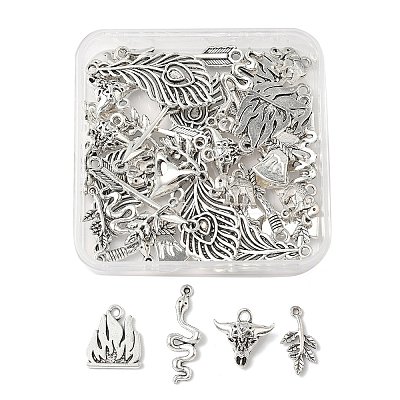 40Pcs 8 Styles Tibetan Style Alloy Pendants TIBEP-FP0001-17-1