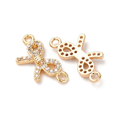 Brass Pave Clear Cubic Zirconia Connector Charms ZIRC-L105-12G-1